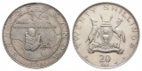 Uganda, Twenty Shillings 1969, Silbermünze 1000 AG; 40,60 g, ...