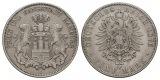 Linnartz KAISERREICH Hamburg 5 Mark 1876 J kl. Rdf. ss