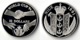 Niue  10 Dollar  1991  Fußballweltmeisterschaft - Händedruck...