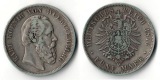 Württemberg, Kaiserreich  5 Mark  1876 F    Karl I. 1864-1891...