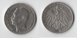 Baden, Kaiserreich  3 Mark  1909 G Friedrich II. 1907-1918   F...