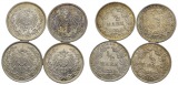 Kaiserreich, 1/2 Mark, J.16 (4 Kleinmünzen 1915/1908/1914/1915)