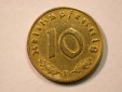D10  3. Reich  10 Pfennig  1937 E in ss, geputzt  Originalbilder