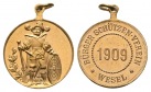 Wesel - Schützenmedaille 1909; tragbar, Bronze; 7,29 g, Ø 25 mm