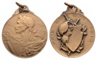 Linnartz JUGENDSTIL, Belgien, Tragb. Bronzermed 1913, Schütze...