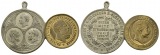 Strassburg u. Preussen; 2 Medaillen, versilbert/Bronze, 1x tra...