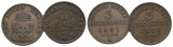 Altdeutschland; 2 Kleinmünzen, 1861/1870