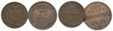 Altdeutschland; 2 Kleinmünzen, 1862/1855