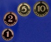 1992 G * 1 2 5 10 Pfennig 4 Münzen DM-Währung Polierte Platt...
