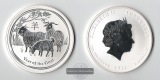 Australien  1 Dollar Lunar Serie-Ziege 2015  FM-Frankfurt  Fei...