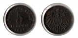 1. Weltkrieg 5 Pfennig 1921 -F- (Fe) Ersatzmünze Jaeger 297. ss