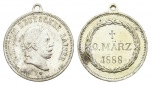 Preussen, Medaille 1888; Zink, tragbar; 6,03 g, Ø 24 mm