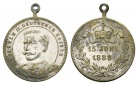 Preussen, tragbare Medaille 1888; Bronze versilbert; 6,79 g, ...