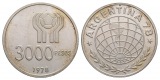 Linnartz ARGENTINIEN 3000 Pesos 1978, 24,90/900er Gr., stgl