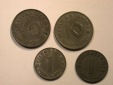 Hot-Lot 3.Reich 4 Münzen  1 Pfennig und 10 Pfenngi  Orginalbi...