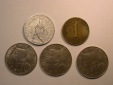 E02  Österreich 5 Münzen 2 x 1 S, 3 x 10 Schilling  Orginalb...
