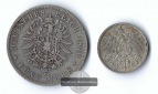 Preussen, Kaiserreich Lot 1 Mark 1911 und 5 Mark  1876 B  Wilh...