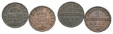 Altdeutschland; 2 Kleinmünzen 1854/1867