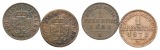 Altdeutschland; 2 Kleinmünzen 1852/1871