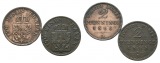 Altdeutschland; 2 Kleinmünzen 1868/1865