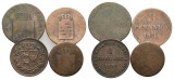 Altdeutschland; 4 Kleinmünzen, geringe Erhaltung