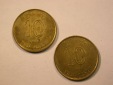 E21  Hong Kong  2 x  10 Cents 1997 in ss-vz   Originalbilder