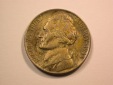 E22  USA 5 Cent Nickel 1945 P in ss-vz   Originalbilder