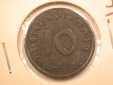 E22 3.Reich  10 Pfennig 1942 D rauher Schrötling, zaponiert i...