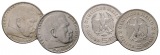 Linnartz III. Reich Lot 5 Reichsmark 1936 A 2 x, vz