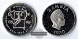 Sambia,  10 Kwacha 1980 Jahr des Kindes FM-Frankfurt  Feinsilb...