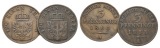 Brandenburg-Preußen, 2 x 3 Pfennige  1860/58 A