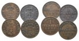 Brandenburg-Preußen, 4 x 1 Pfennig  1853/54/56/55 A