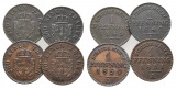 Brandenburg-Preußen, 4 x 1 Pfennig  1849/47/50/51 A