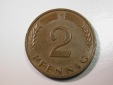 E27 BRD  2 Pfennig 1962 F in ss-vz   Originalbilder