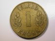 E27  Island  1 Krona 1957 in ss   Originalbilder