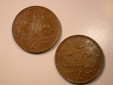 E28  Großbritannien  2 x 2 Penny 1977 und 1988 in ss    Origi...