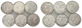 Drittes Reich, 6 Münzen zu je 2 Mark