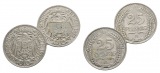 Deutsches Reich, 2 Kleinmünzen zu je 25 Reichpfennig