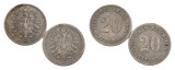 Deutsches Reich, Kaiserreich, 20 Pfennig 1874 und 1876