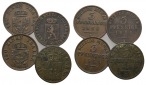 Altdeutschland, 4 Kleinmünzen 1854/1855/1868