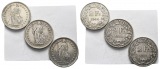 Schweiz; 3 Kleinmünzen (2 Franken 1944/21)