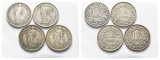 Schweiz; 4 Stück 1 Franken 1945-87