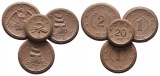 Sachsen, 4 Porzellanmünzen 1921