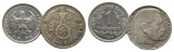 Deutsches Reich, 1 Reichsmark 1934, 2 Reichsmark 1938