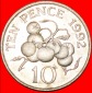 • TOMATE: GUERNSEY ★10 PENCE 1992 KLEINE GRÖSSE! OHNE VOR...