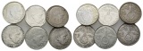 Drittes Reich, 2 Reichsmark, 6 Münzen 1937/1938/1939