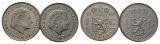 Niederlande; 2 Stück 1 Gulden, 1968/1972