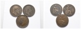 England; 3 Kleinmünzen 1906/1910/1919