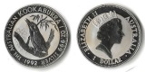 Australien,  1 Dollar 1992   Kookaburra   FM-Frankfurt Feinsil...