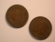 F11  Weimar  1 Pfennig  1934 E  2 Stück   Originalbilder